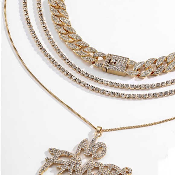 GOLD NO FAVORS Diamond Necklace SET - Picture 2 of 4